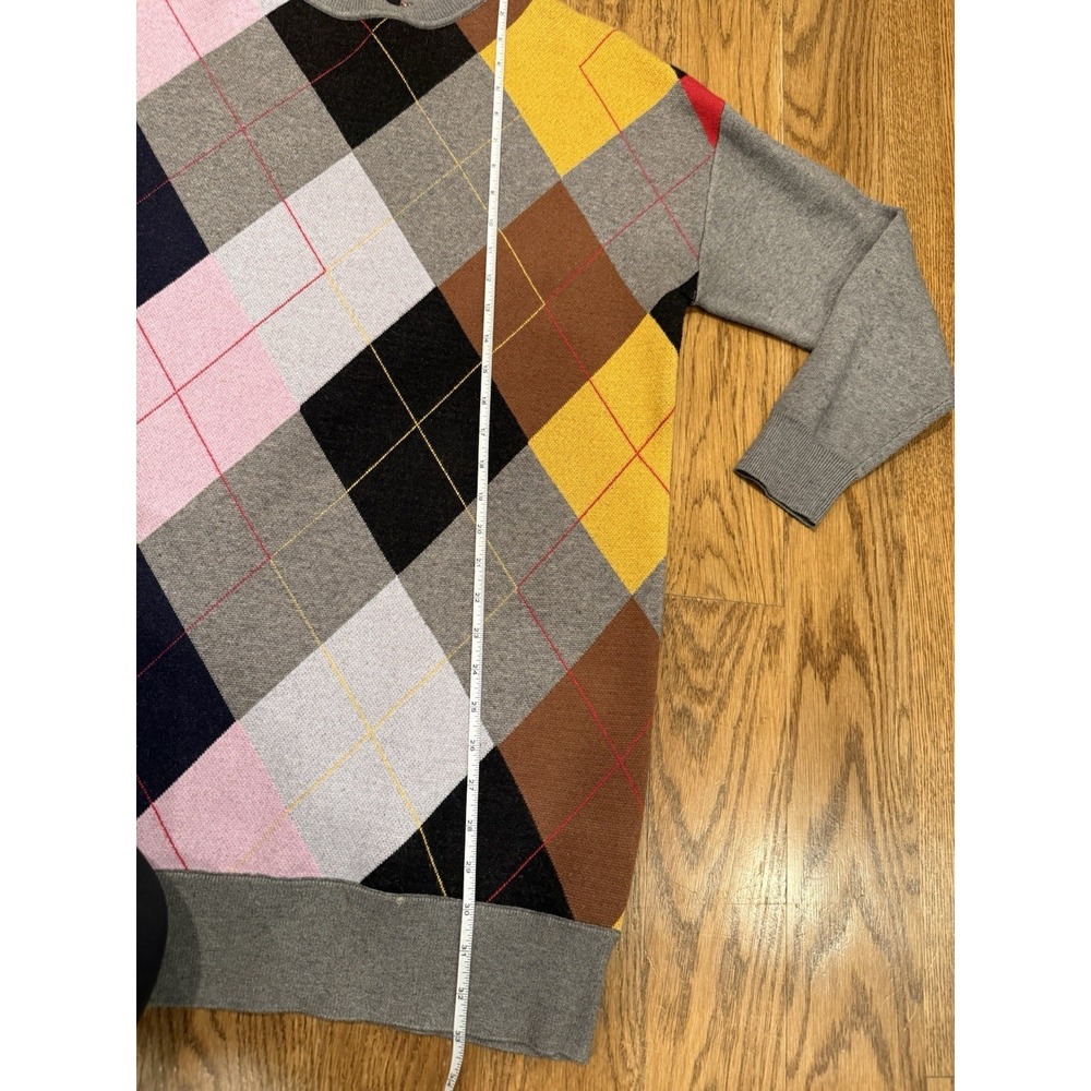 Ruti Argyle Women's Sweater Dress Size Small Multicolor Long Sleeve Crew Neck - Picture 7 of 9